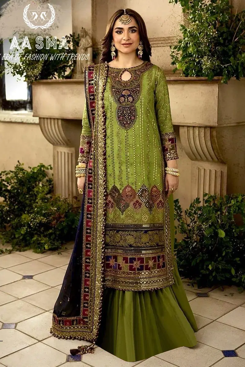 Aasma 206 Hit Design Embroidery Georgette Pakistani Suits Wholesale Market In Surat

